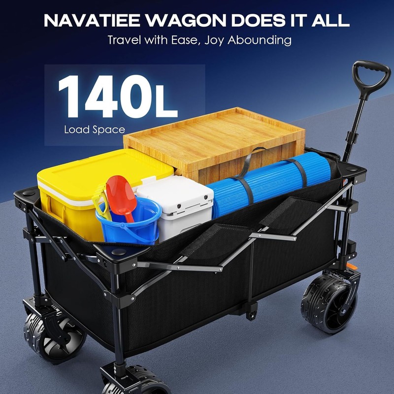 Collapsible Wagon Cart Foldable, Heavy Duty Beach Wagon with Silent All-Terrain gallery