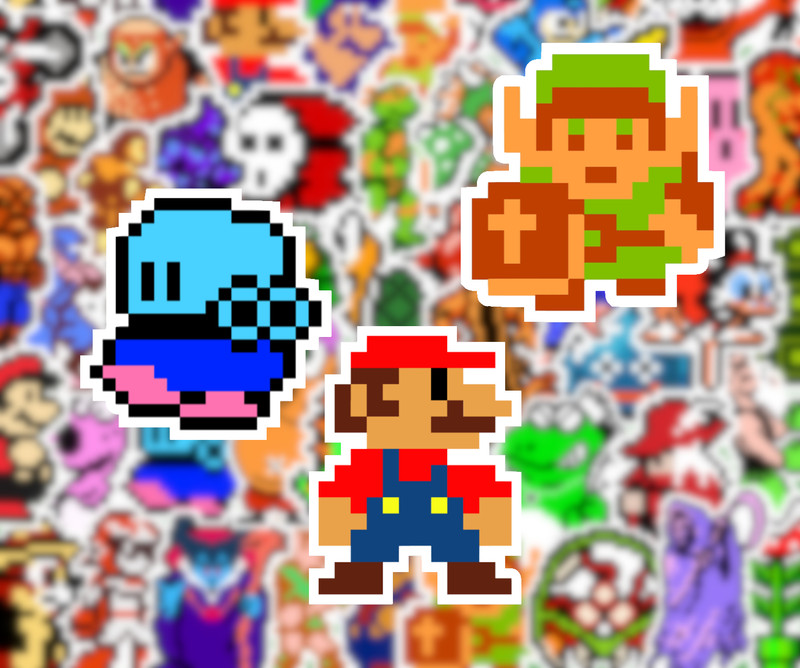 25/50 Nintendo Sprite Sticker Pack - Waterproof Vinyl- NES Pixel Art 8-Bit Mario gallery