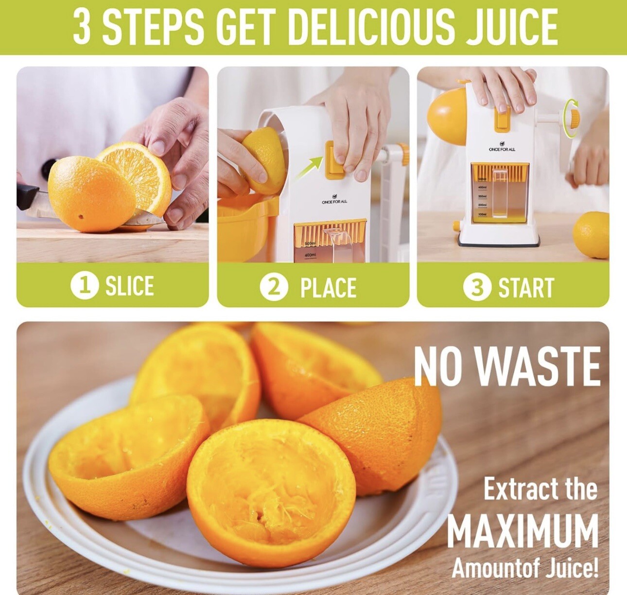 Hand Citrus Juicer, Manual Lemon Orange Juice Squeezer, Max 99% Extraction Rate, gallery