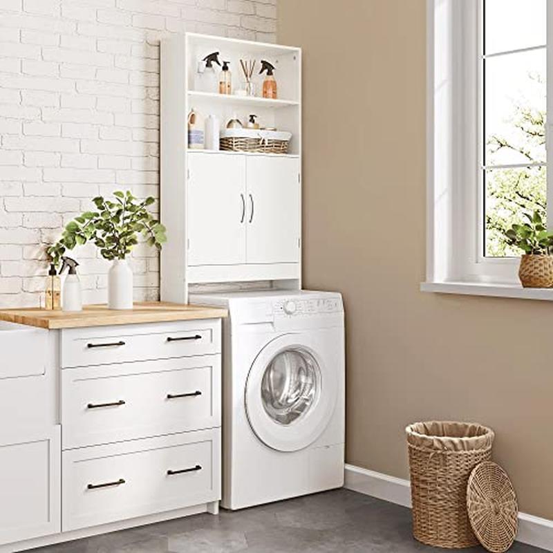 Over-The-Toilet Organizer Storage Cabinet Adjustable Shelves Space Saver 77in H gallery