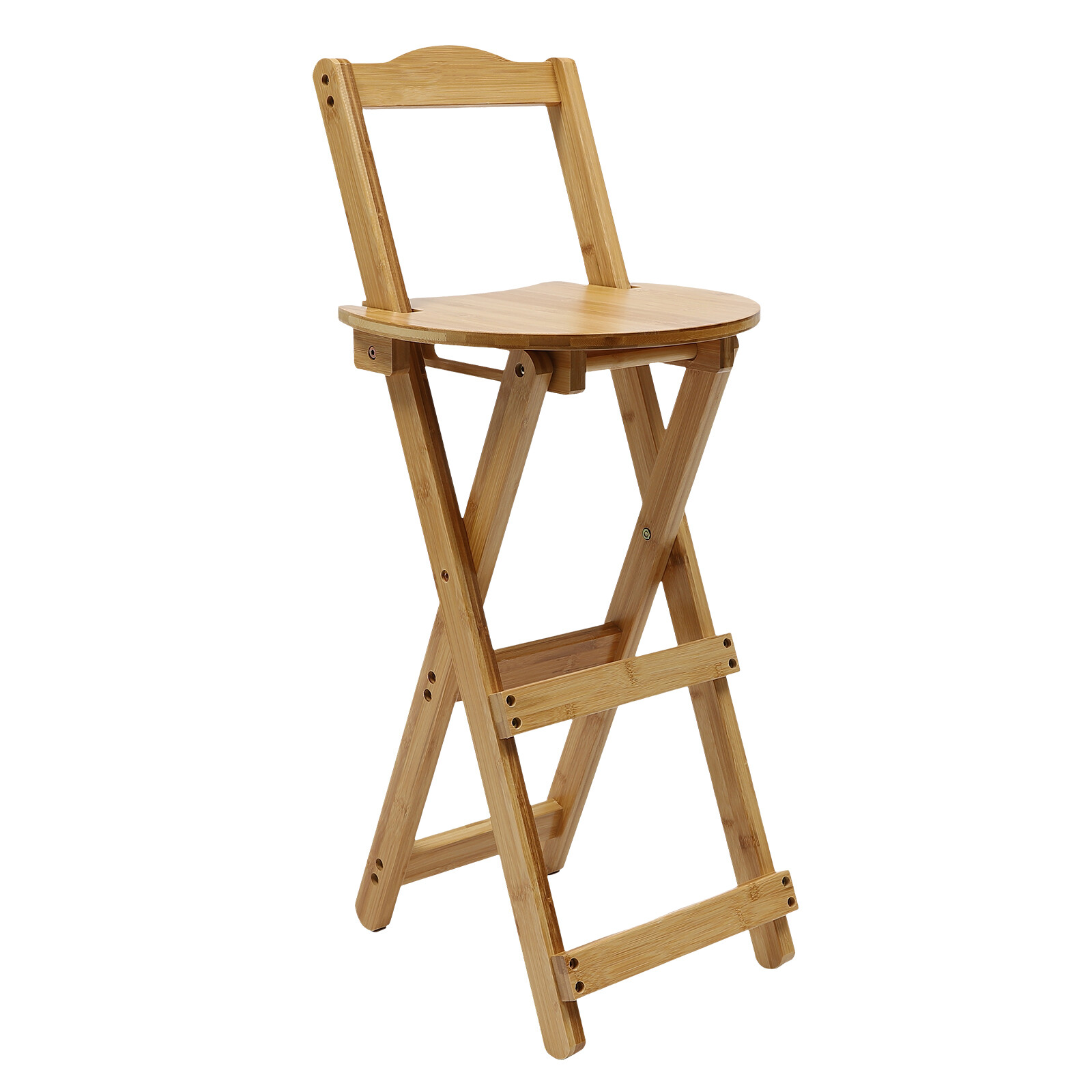 Portable Folding Bamboo Stool Tall Chair Foldable Bar Stool Porch Kitchen Chair gallery