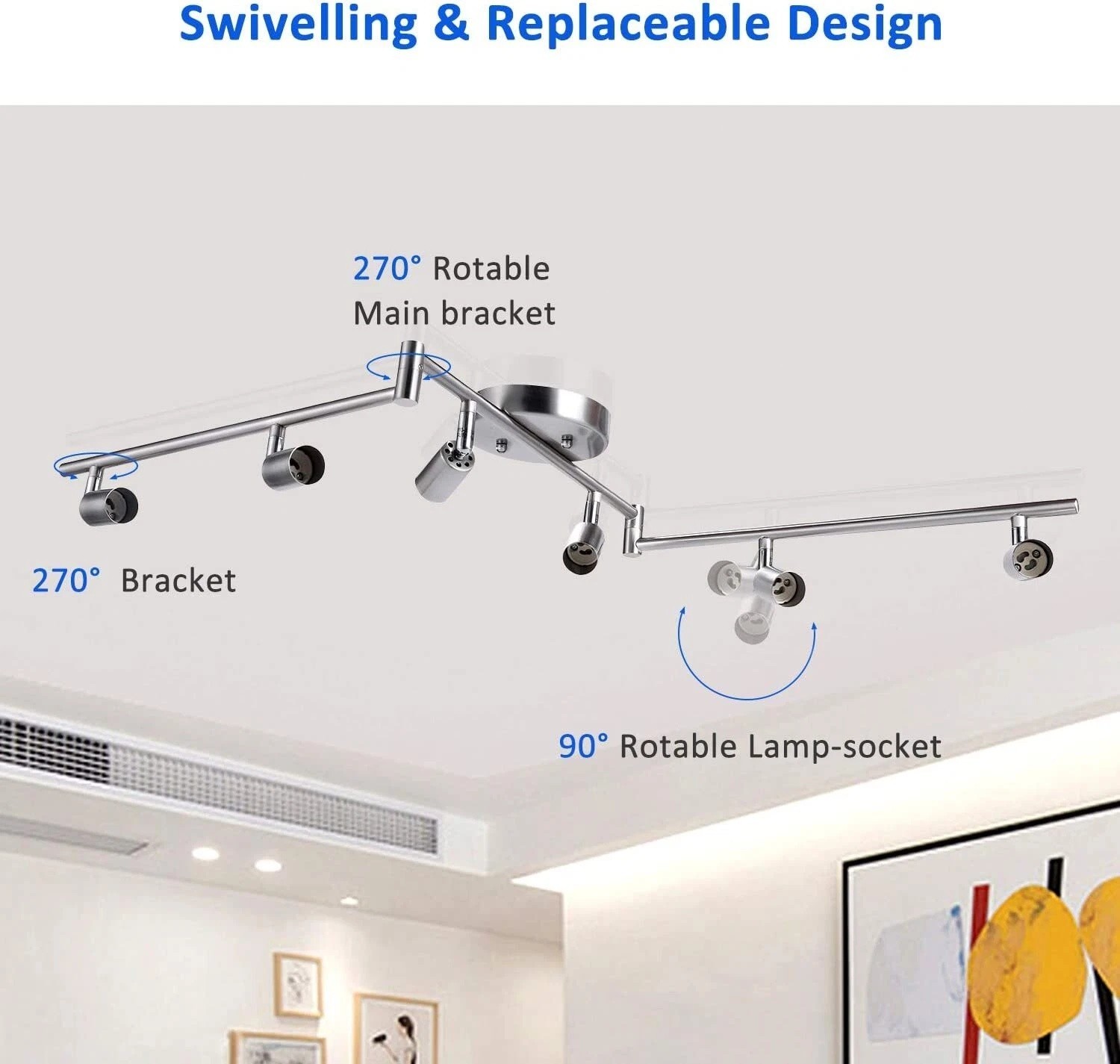 6 Track Light Kit 6 Way Adjustable Modern Ceiling Spotlights(Bulbs not Included) gallery