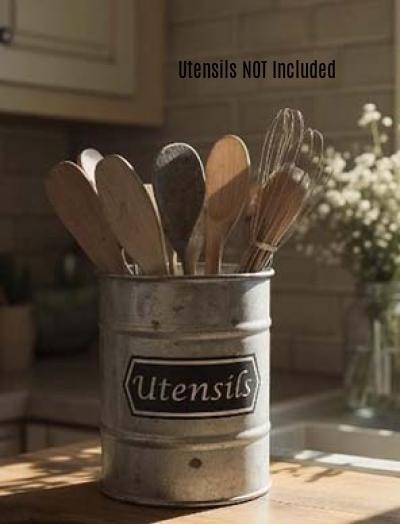 New Primitive Farmhouse RUSTIC UTENSIL HOLDER CONTAINER Metal Bucket gallery