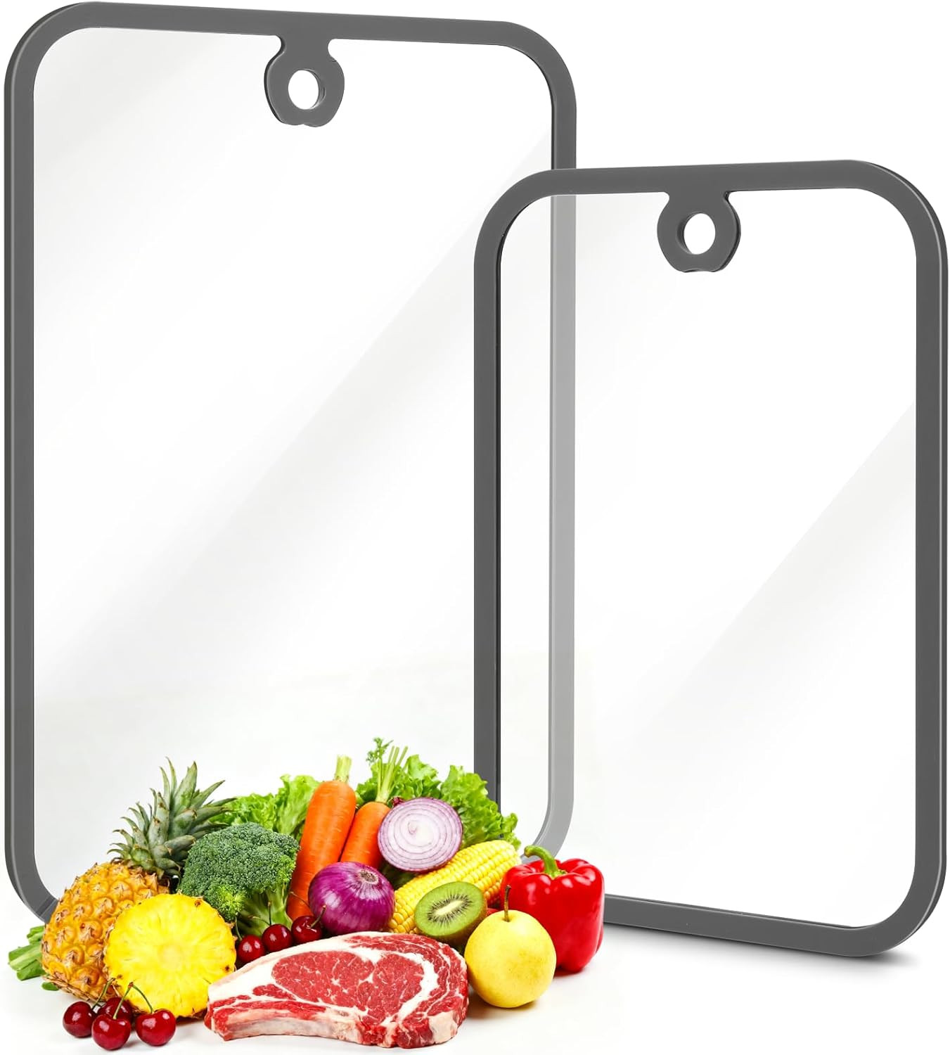 Glass Cutting Board Kitchen Counter 2 Size Tempered Glass Chopping Boards Set gallery