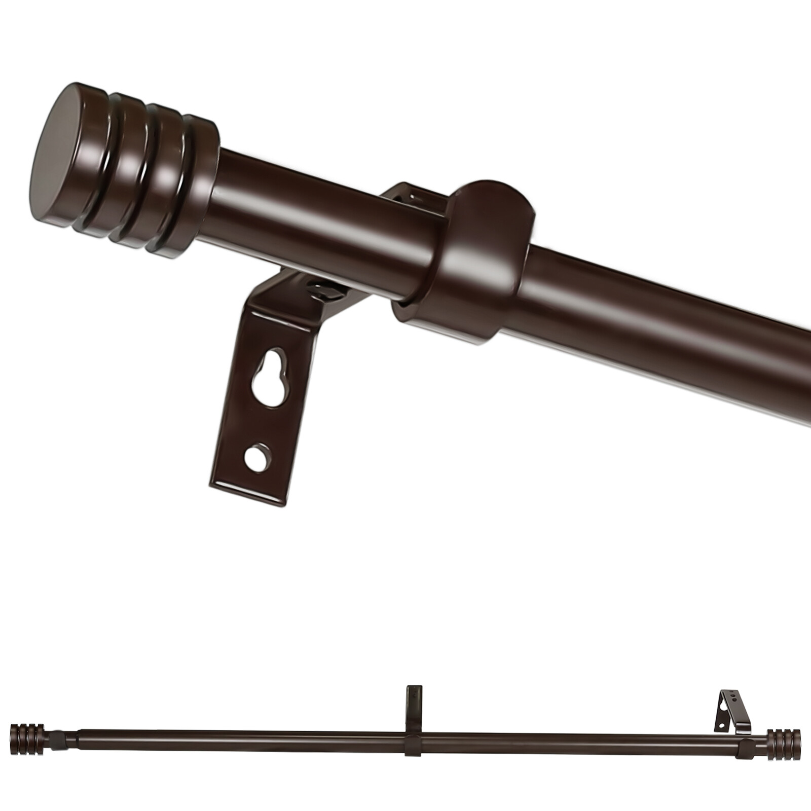 5/8 Inch Telescoping Single Drapery Rod, Black, End Cap Finials, 28"-120" gallery
