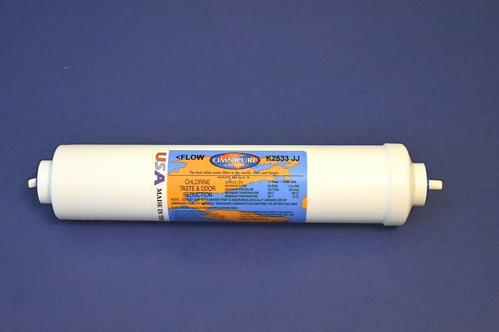 OmniPure Inline filter CTO Chlorine Taste Odor K2533JJ 10" x 1/4" Quick Release gallery
