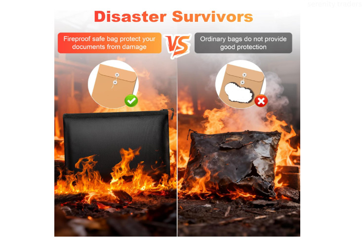 Fire Proof money Bag 2000℉ Fireproof Document Pouch Waterproof Safe Cash US gallery