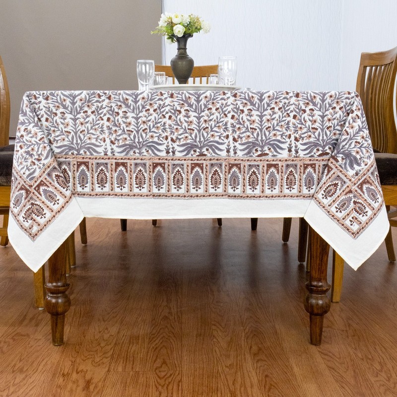 Dining Tablecloth, Cotton Table Cover, Wedding Gift, Block Printed Linens gallery