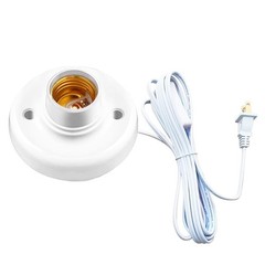 15ft Light Socket with Hanging Cord E26 E27 Bulb with On Off Switch White
