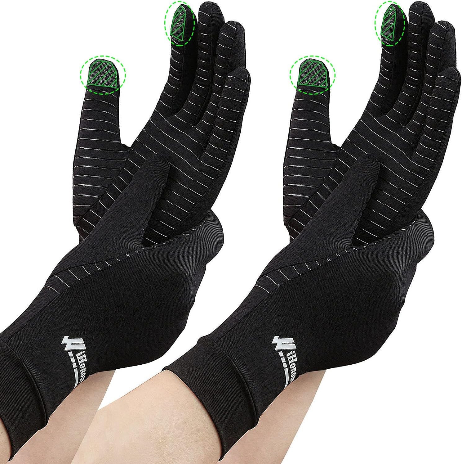2-Pairs Pack Copper Full Finger Compression Gloves, Copper Arthritis Gloves for gallery