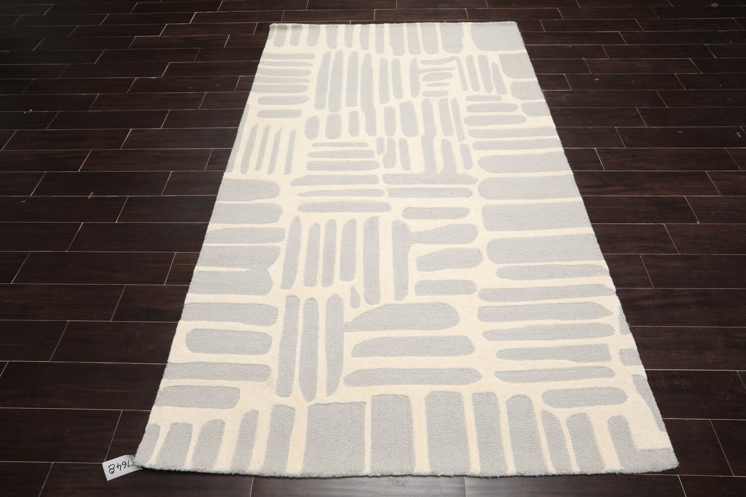 Designer Loop N Cut Pile Handmade Wool Modern Oriental Area Rug Gray 5' x 8' gallery