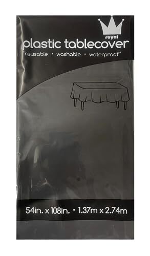 ROYAL7 3 Pack Rectangle Disposable Plastic Rectangle, 54in. X108in. Black gallery