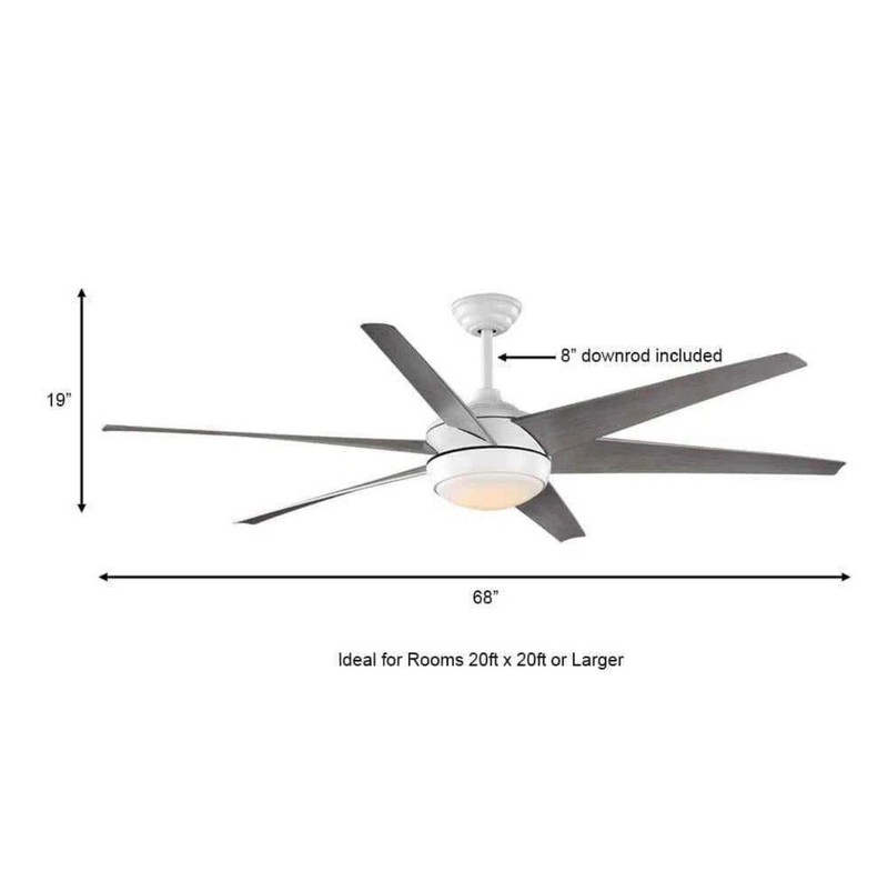 HDC Windward 68 in. White Color Changing LED Matte White Ceiling Fan w/Light Kit gallery