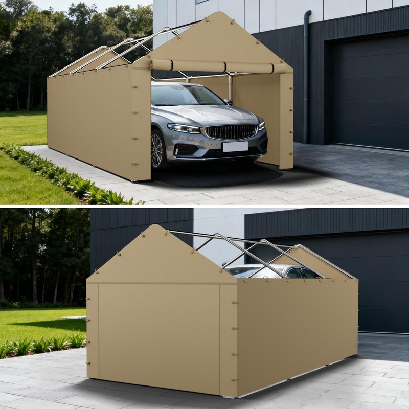 Carport Sidewall Panel with Elastic Ball Bungees, for 10x20 FT or 12x20 FT Ga... gallery