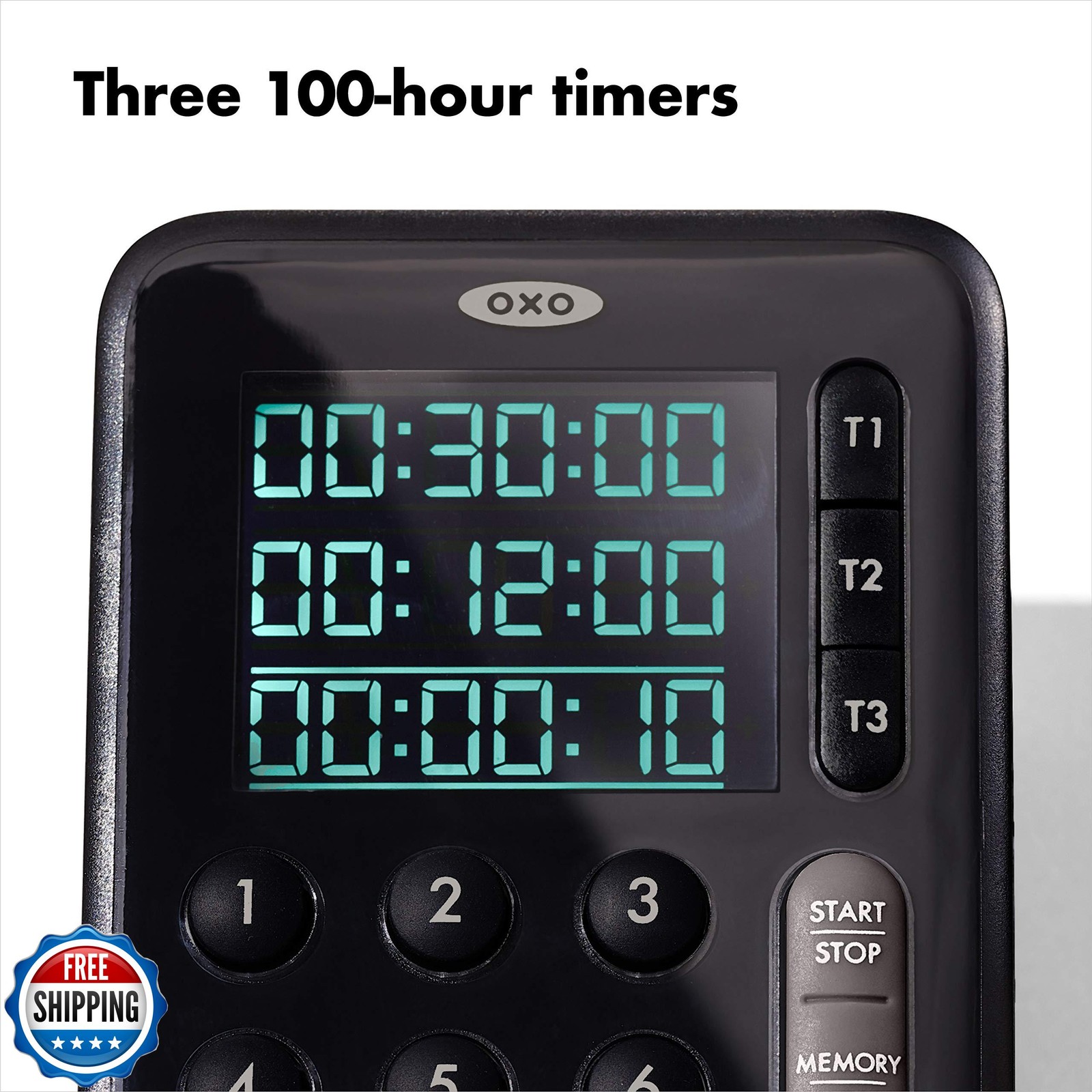 OXO Good Grips Digital Triple Kitchen Timer - Black gallery