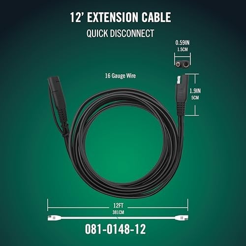 12ft Extension SAE Cable for Battery Chargers - Quick Connect for Motorcycles, C gallery