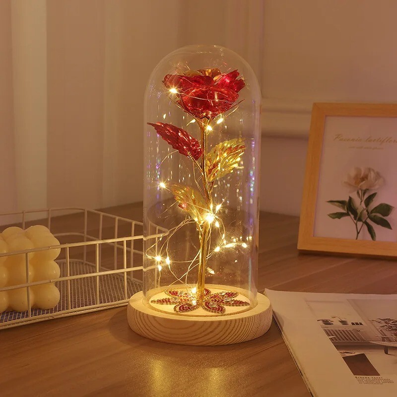 LED Valentines Day Gift: Artificial Eternal Beauty Rose in Glass Dome gallery