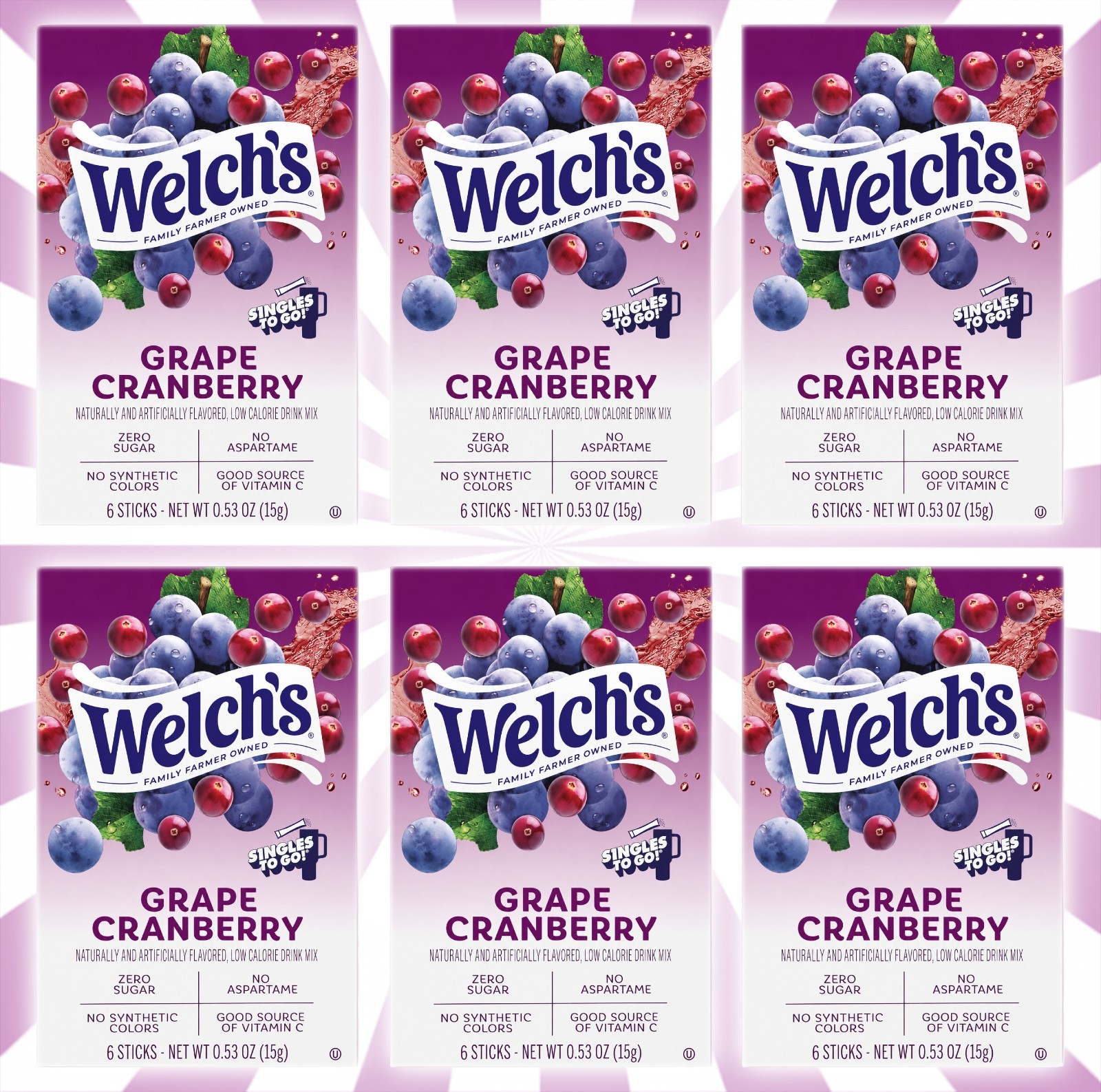 Welch's Grape Cranberry Zero Sugar Drink Mix 36 Sticks Singles To Go 2/28 gallery