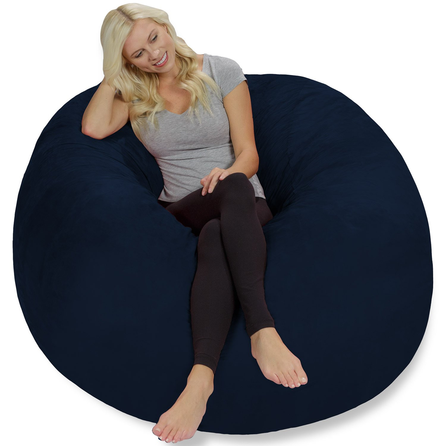 Chill Sack Giant 5' Memory Foam Bean Bag with Soft Micro Fiber Cover - Blue gallery