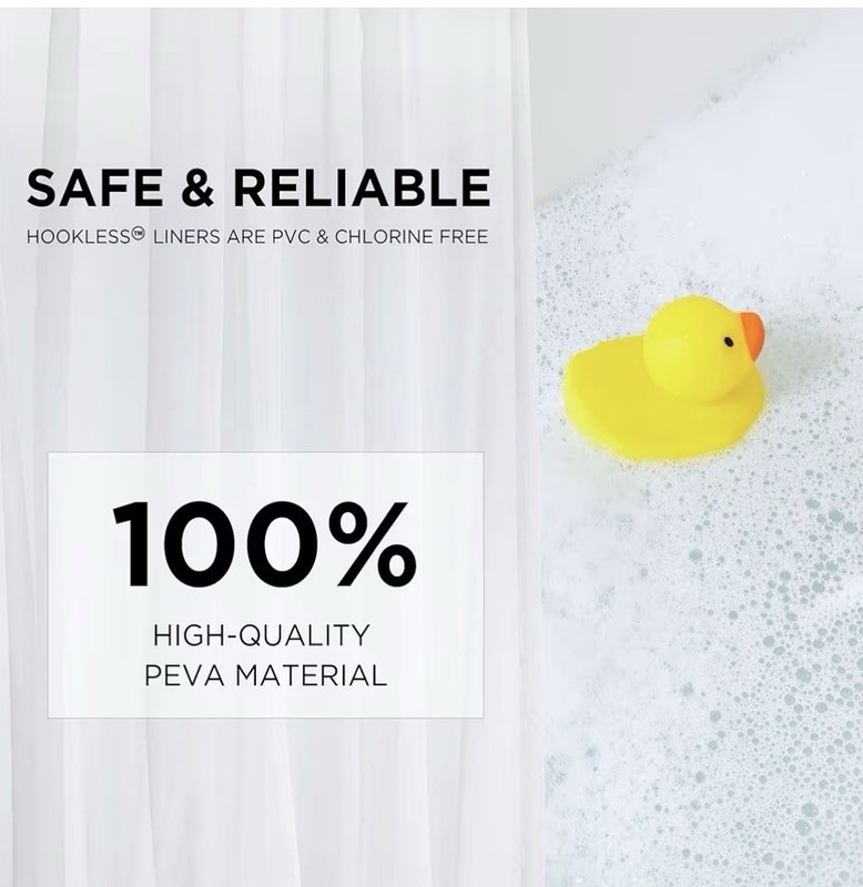 Hookless It's A Snap! PEVA Snap-In Replacement Shower Curtain Liner 70x54" Frost gallery