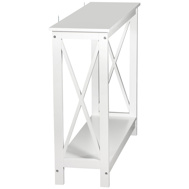 Console Table Entryway Table Narrow Sofa Side Table with 2-Tier Shelves White gallery