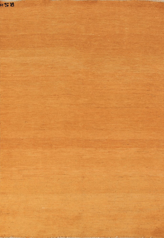 Handmade Gabbeh Solid Design Wool Modern Rug - Gold" 4x6 ft