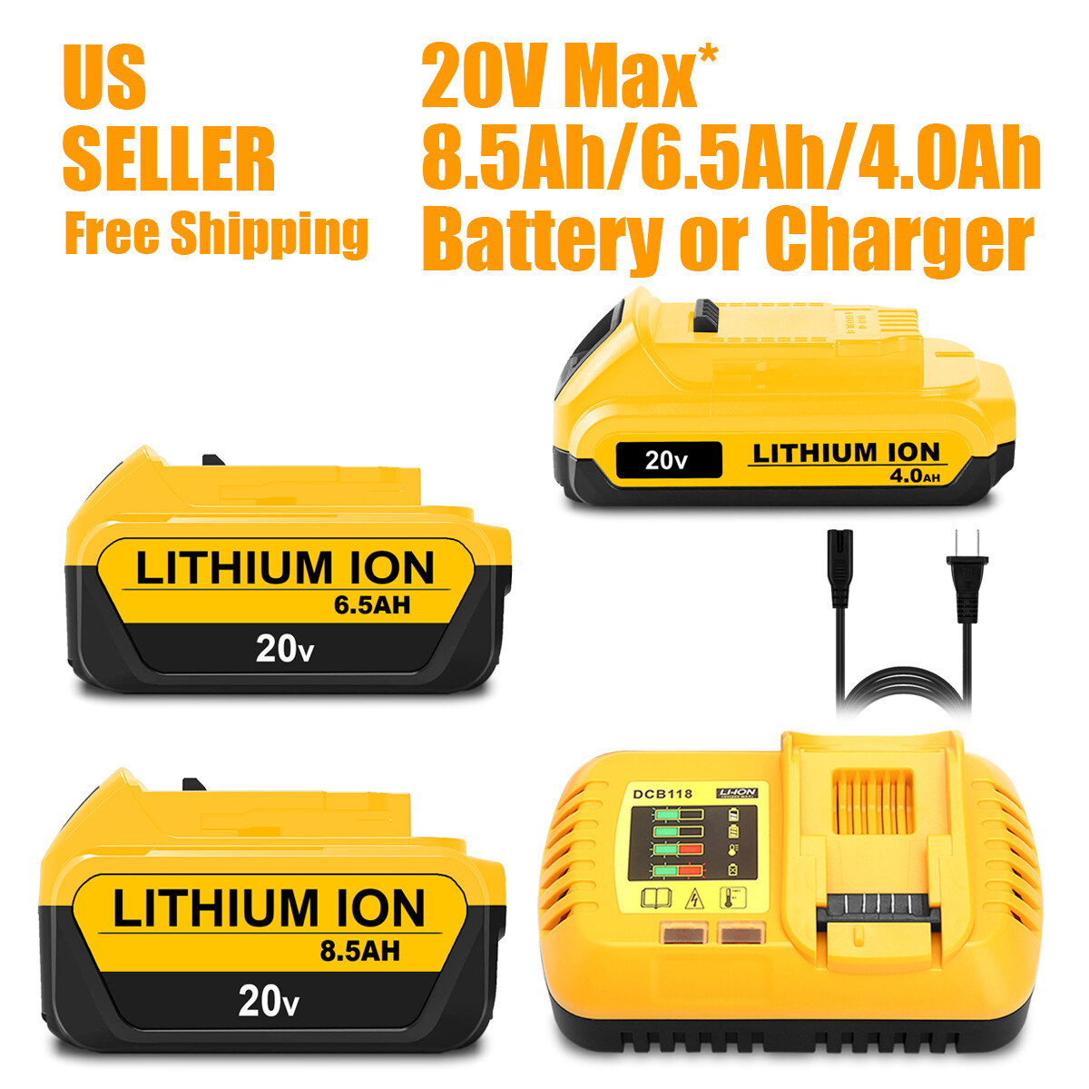 4-8.5Ah High Capacity For DeWalt 20V Max XR 8 7 6 5 3 2 1.5 Ah Battery + Charger gallery