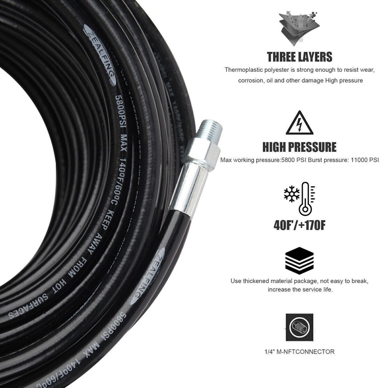 100FT Sewer Jetter Nozzles Kit Drain Cleaning Hose for Pressure Washer 5800PSI gallery