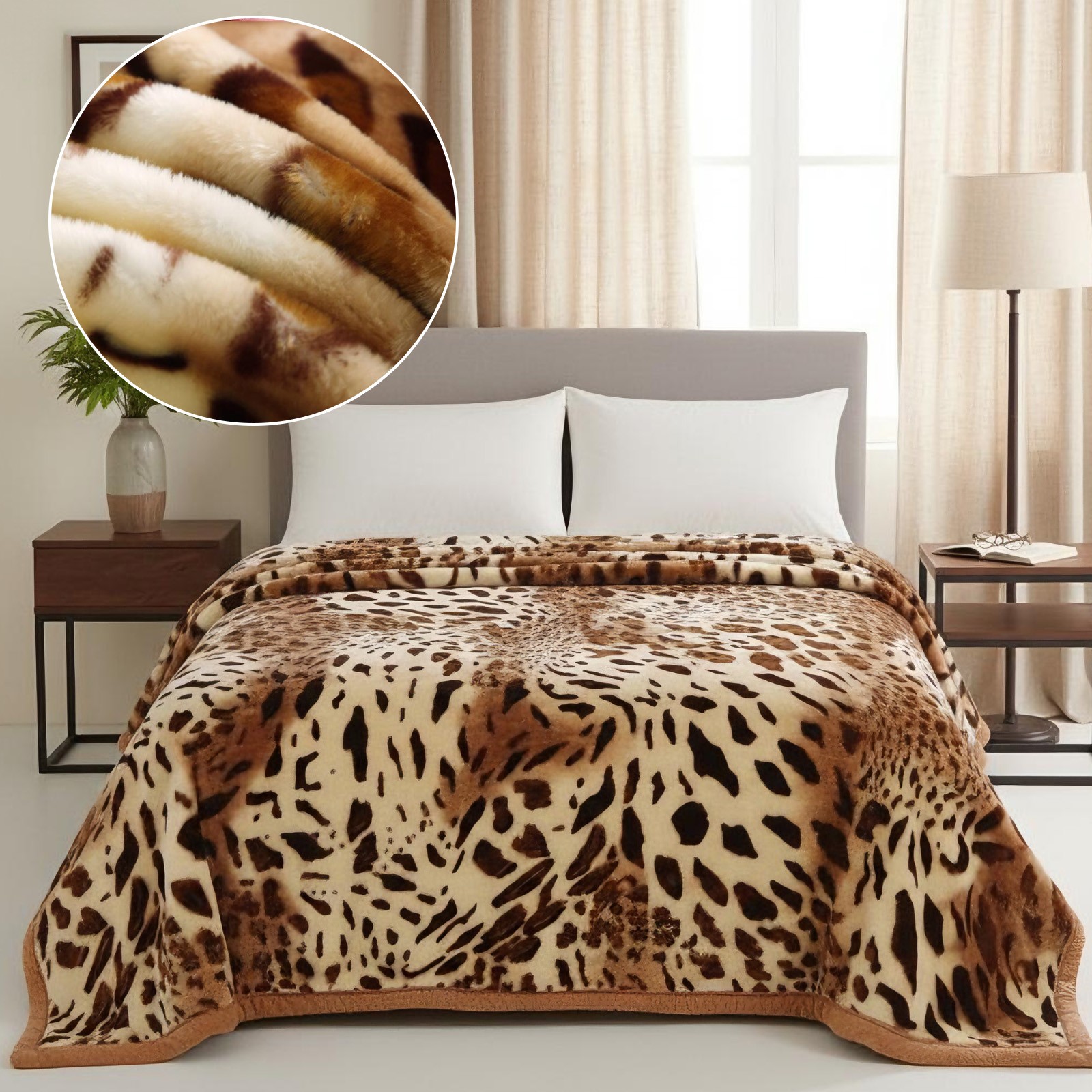 6lb/7lb Korean Mink Blanket Reversible Floral Printed Plush Bed Raschel Blanket gallery