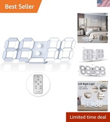 Multi-Functional 3D LED Digital Clock with Snooze & Brightness Control – 9.7”