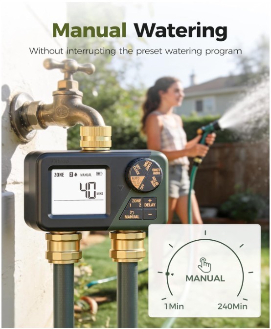 Diivoo Brass Sprinkler Timer 2 Zone, IP66 Waterproof Programmable Water Hose Tim gallery
