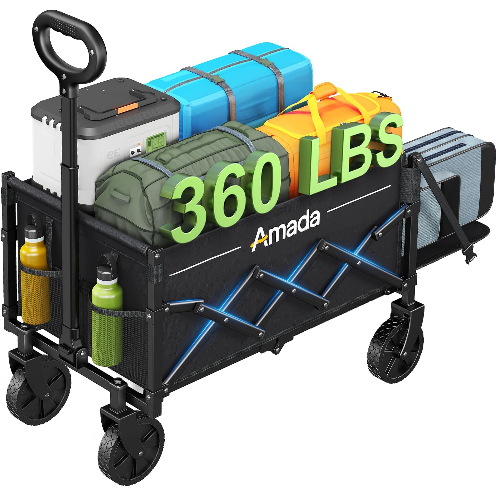 AMADA HOMEFURNISHING Wagon Cart Foldable Collapsible Wagon Cart with 360 LBS ... gallery