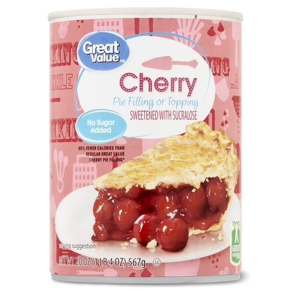 4 Pack Great Value No Sugar Added Cherry Pie Filling Topping 20 oz Cans gallery