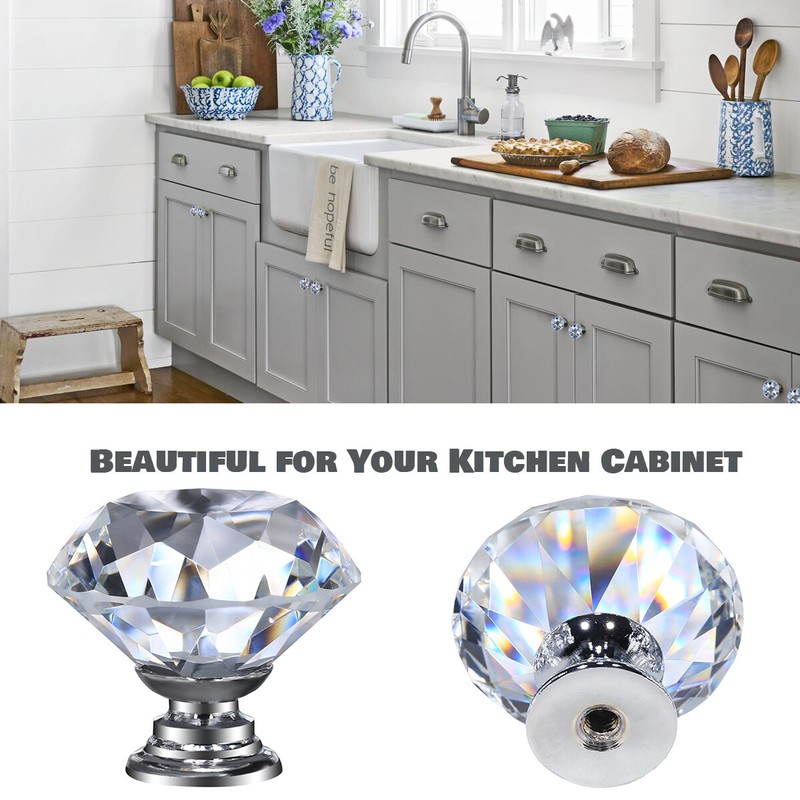 25 pcs Crystal Glass Knobs Drawer Pulls Kitchen Bathroom Cabinet Dresser gallery