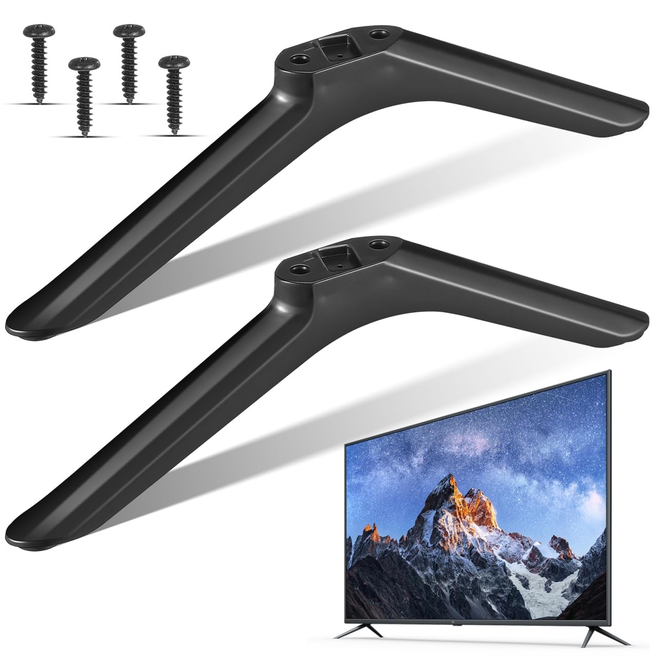 TV Stand Legs Replacement for 32 Inch TV Tabletop Mount Feet with Screws Black gallery