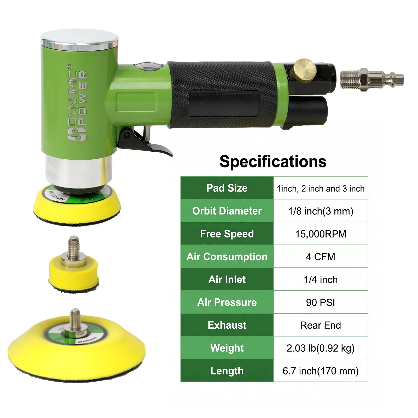 Mini Air Sander Kit 1" 2" 3" Pneumatic Detail Polisher Buffer 15000RPM Car Auto gallery