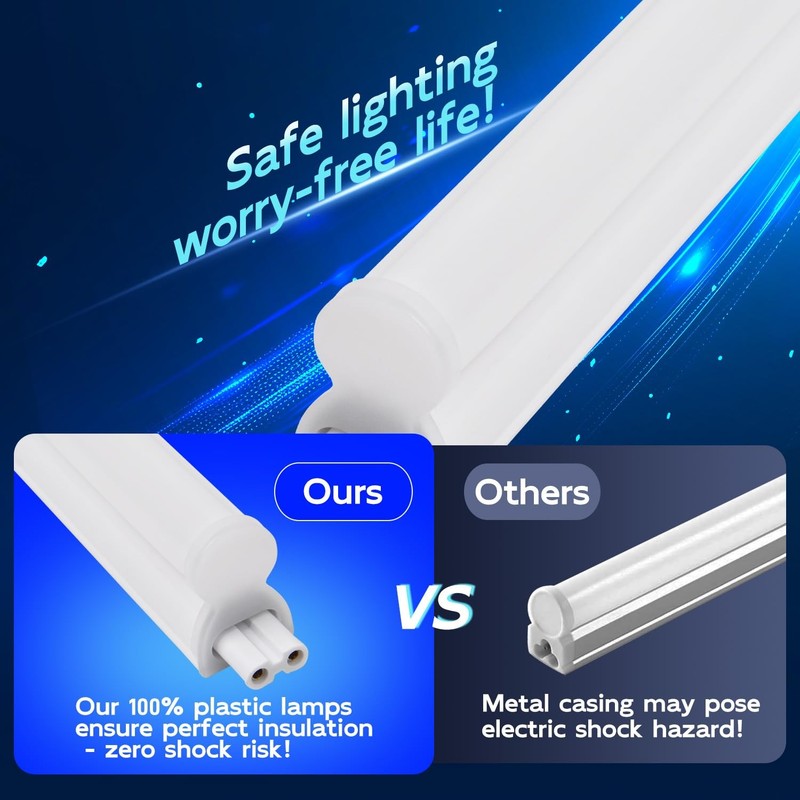 2 Pack LED Shop Light 4FT T5 Integrated Single Fixture 22W 2200lm 6500K Supe gallery