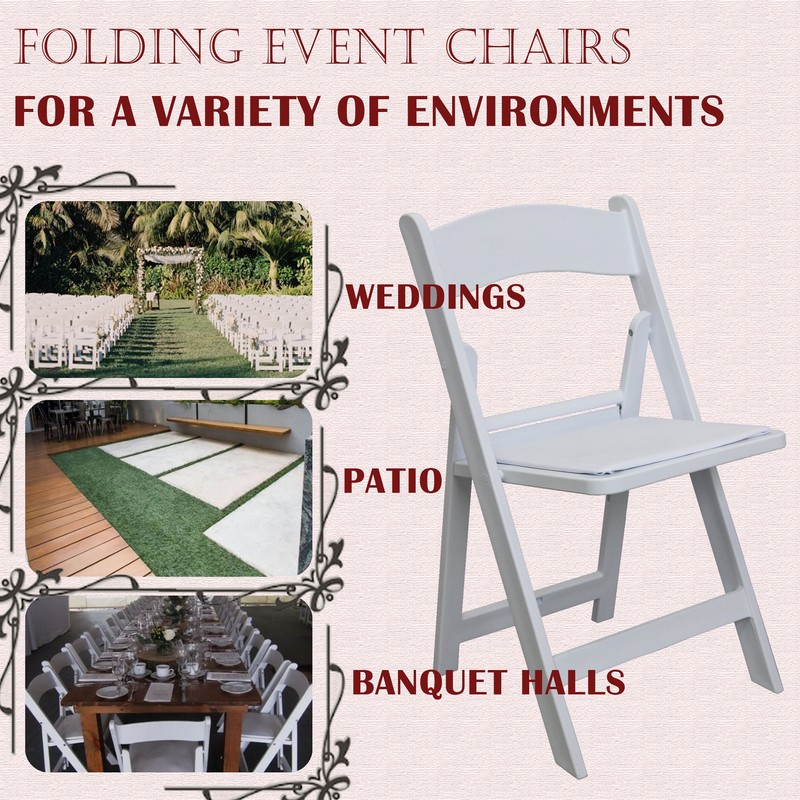 White 4 PCS Lightweight Resin Folding Chairs Weight Capacity 1000 lbs Stackable gallery