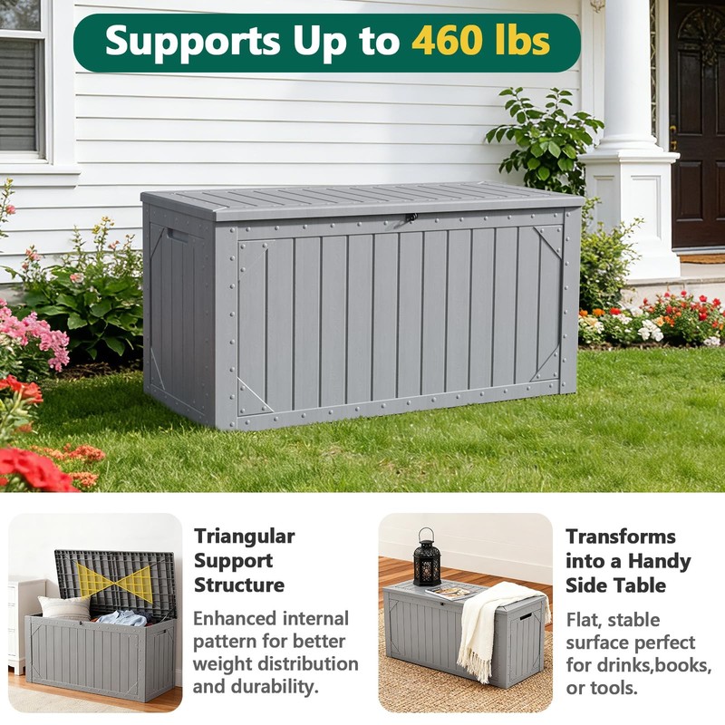 MAKE CHANGES 100 Gallon Outdoor Storage Box, Waterproof 100 Gallon, Grey gallery