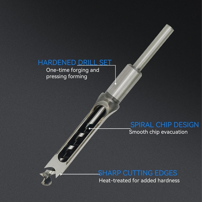 7PC Woodworking Square Hole Drill Bit Mortising Saw Mortise Chisel Drill Bit Set gallery