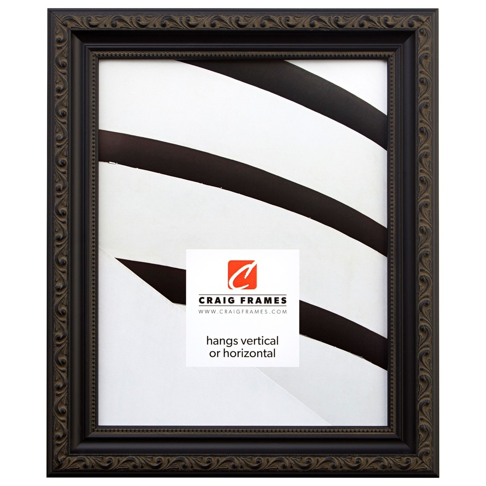 Craig Frames 1.25" Aged Black Victorian Ornate Picture Frames & Poster Frames