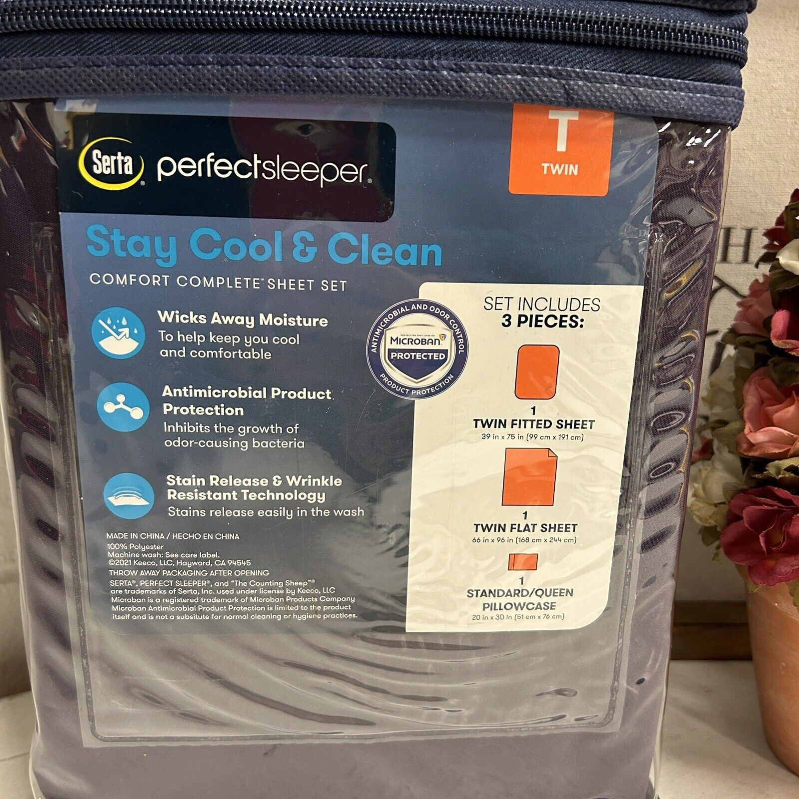 SERTA Perfect Sleeper PerfectSleeper Stay Cool & Clean Twin Sheet Set Purple NEW gallery