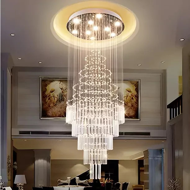 Luxury Ceiling Light Chandelier Crystal Rain Drop Spiral Pendant Lamp Lighting gallery