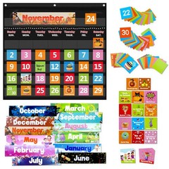 Classroom Calendar Pocket Chart with 88 Cards – Ideal for Homeschool Classroo…