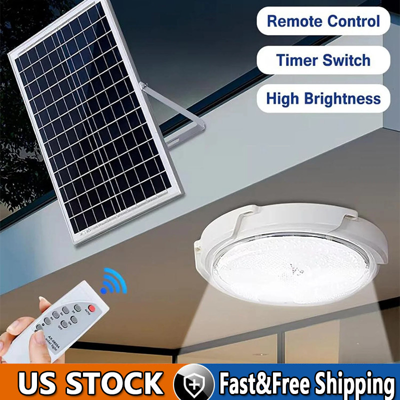 Solar Panel Powered Light Pendant Ceiling Lamp Indoor Outdoor Garden Shed Barn gallery