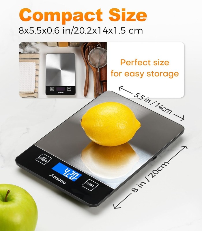 Food Scale - 33lb Digital Kitchen Scale Ounces Grams, Rechargeable & Full-Vie... gallery