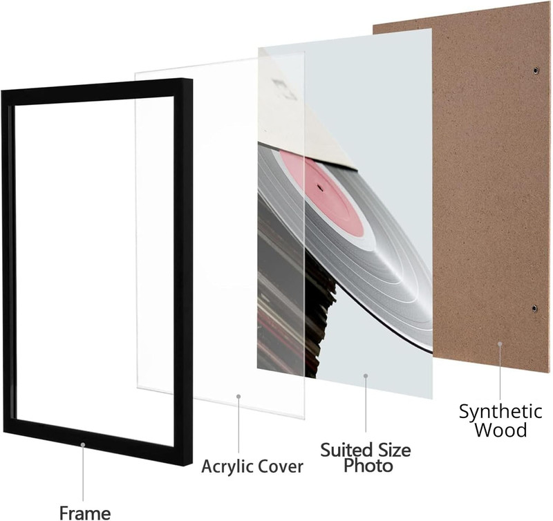 12.5x12.5 Black Vinyl Record Frames - 9 Pack, Lightweight & Easy to Hang gallery