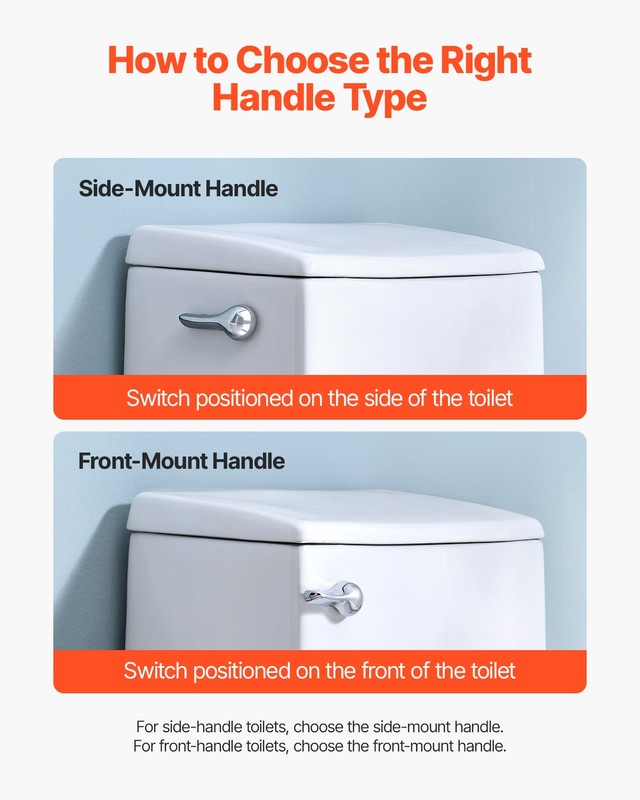 VEVOR Toilet Handle Replacement Kit Side Universal Toilet Flush Handle Chrome gallery