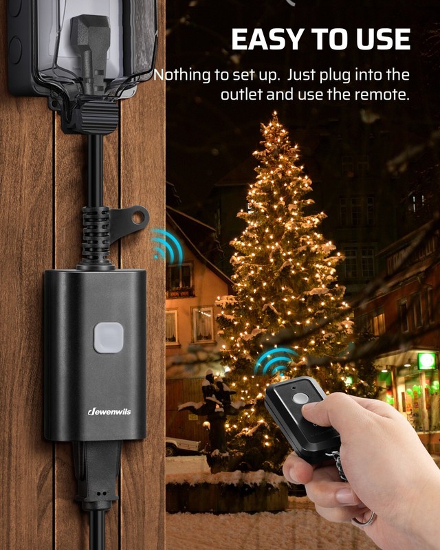DEWENWILS Outdoor Remote Control Outlet, 15A Wireless Remote Control Switch, gallery