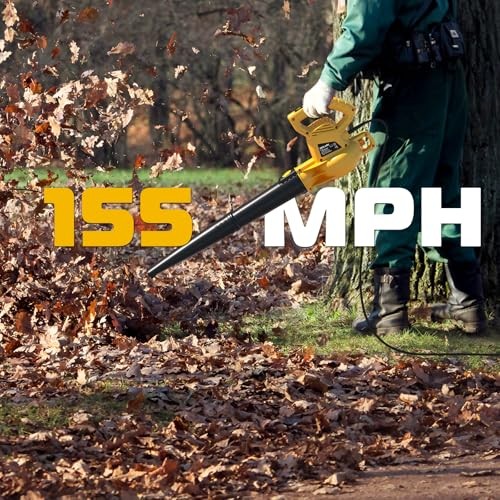 Electric Leaf Blower Corded, 7-AMP Leaf Blowers, 155MPH/350CFM Small Yellow gallery